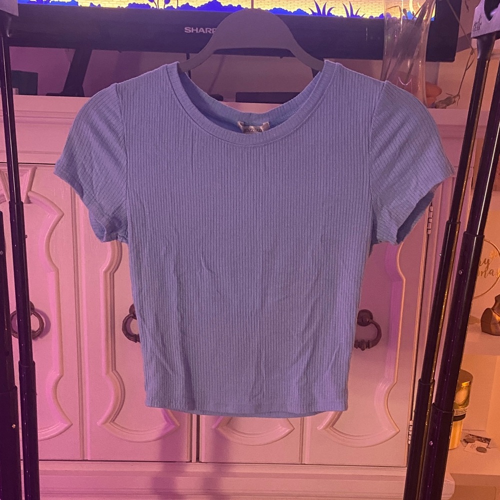 Blue Ribbed Women's Top